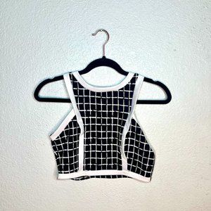 Black Checkered Crop Top